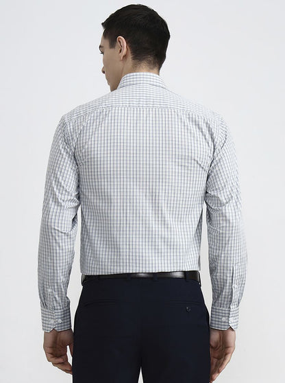 Sky Blue Checked Regular Fit Formal Shirt | JadeBlue