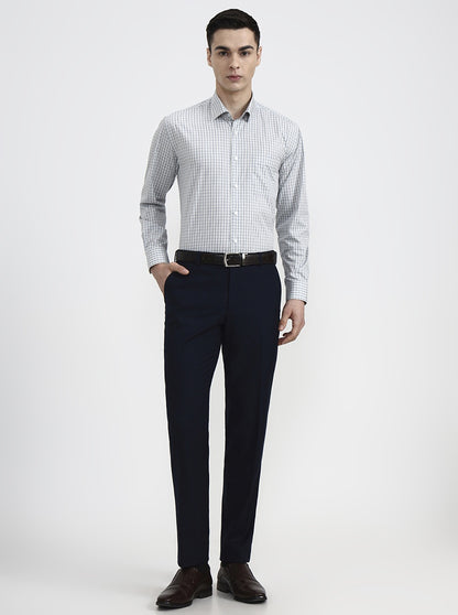 Sky Blue Checked Regular Fit Formal Shirt | JadeBlue