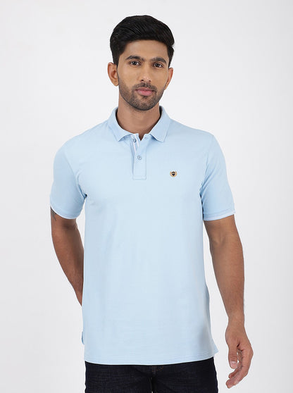 Light Blue Solid Slim Fit Polo T-Shirt | JadeBlue