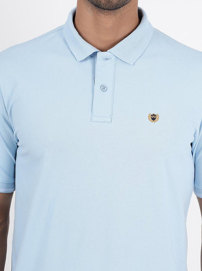 Light Blue Solid Slim Fit Polo T-Shirt | JadeBlue