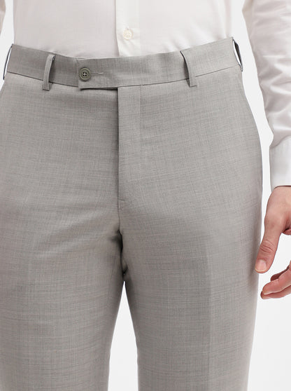 Light Grey Solid Slim Fit Formal Trouser | JadeBlue Super Luxe