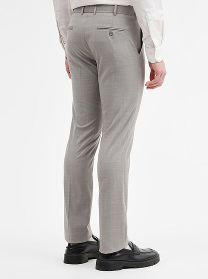 Light Grey Solid Slim Fit Formal Trouser | JadeBlue Super Luxe