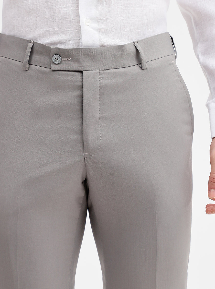 Grey Solid Slim Fit Formal Trouser | JadeBlue Super Luxe