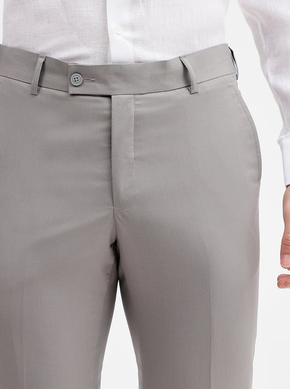 Grey Solid Slim Fit Formal Trouser | JadeBlue Super Luxe