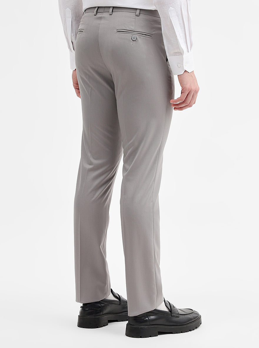 Grey Solid Slim Fit Formal Trouser | JadeBlue Super Luxe