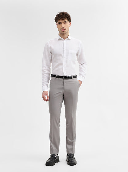 Grey Solid Slim Fit Formal Trouser | JadeBlue Super Luxe