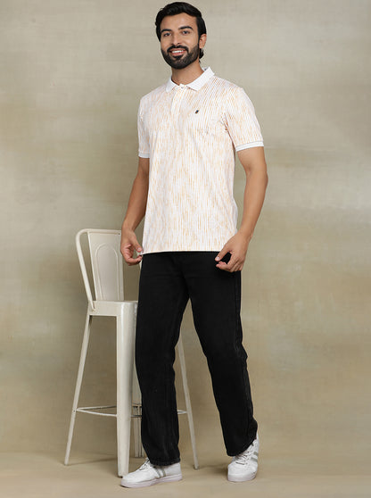 Orange Printed Slim fit Polo T-Shirt | Jade Play
