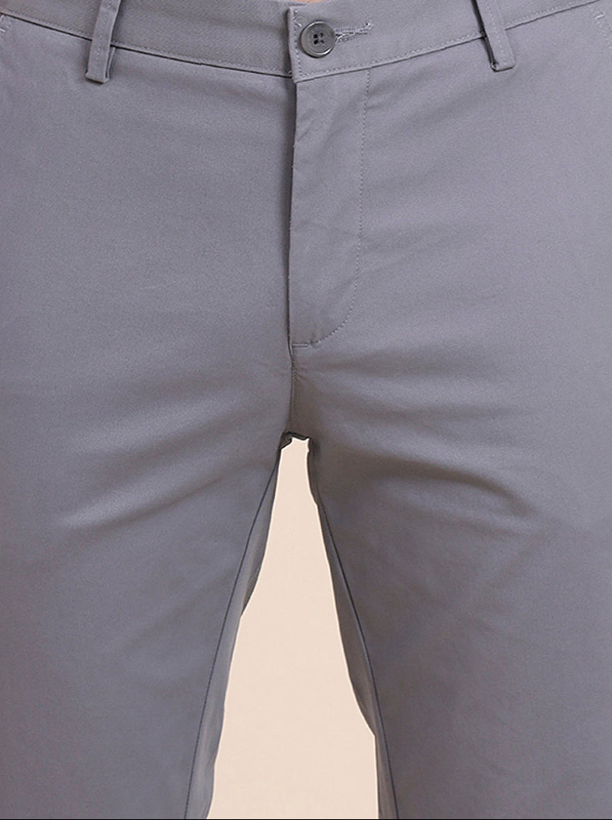 Steel Grey Solid Uno Fit Casual Trouser | JadeBlue