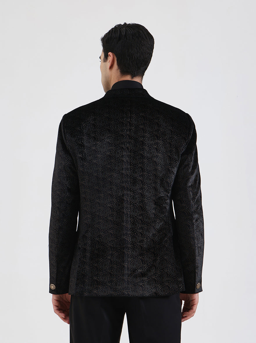 Black Solid Regular Fit Blazer | JB Studio