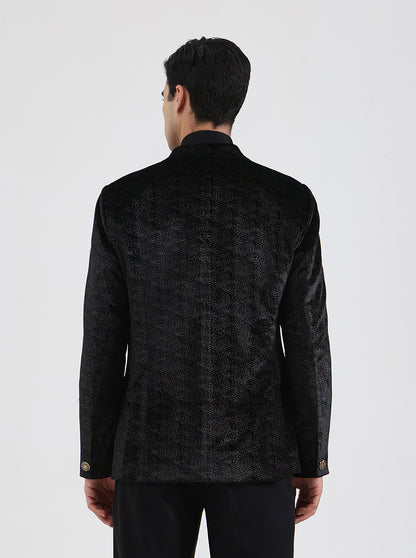 Black Solid Regular Fit Blazer | JB Studio