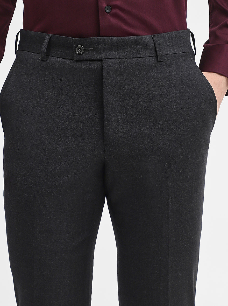 Grey Solid Slim Fit Formal Trouser | JadeBlue Super Luxe
