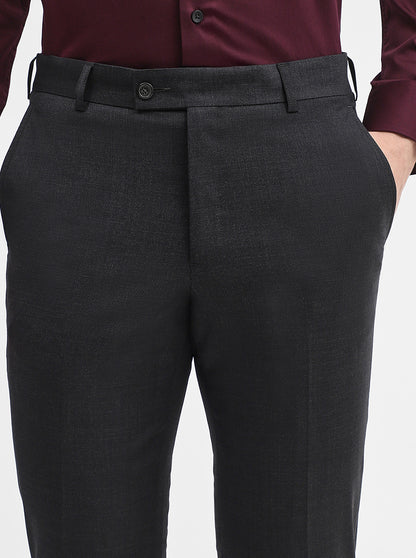 Grey Solid Slim Fit Formal Trouser | JadeBlue Super Luxe
