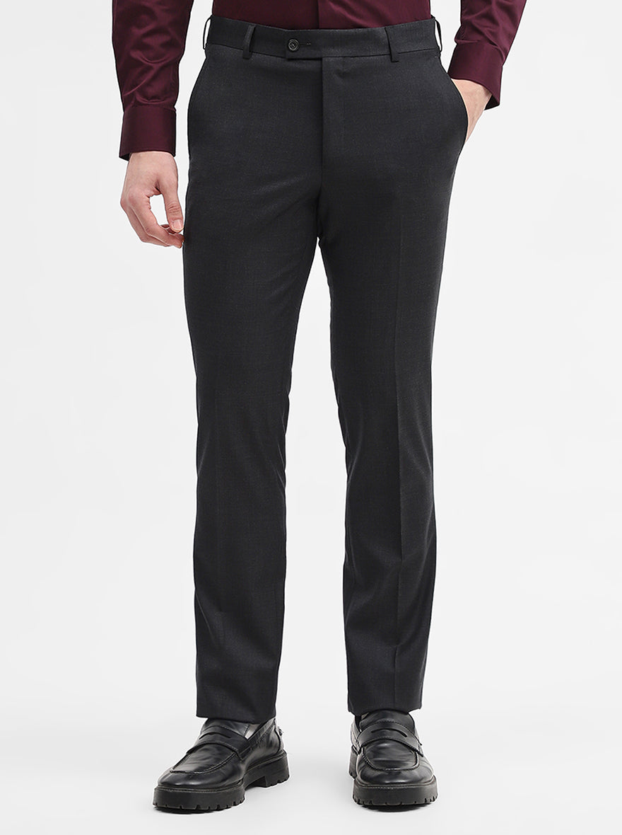 Grey Solid Slim Fit Formal Trouser | JadeBlue Super Luxe