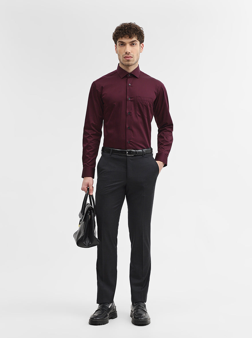 Grey Solid Slim Fit Formal Trouser | JadeBlue Super Luxe