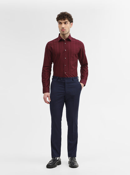 Blue Solid Slim Fit Formal Trouser | JadeBlue Super Luxe
