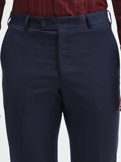 Blue Solid Slim Fit Formal Trouser | JadeBlue Super Luxe