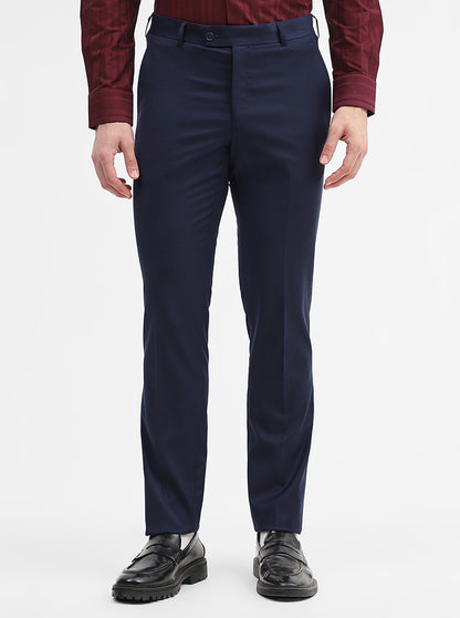 Blue Solid Slim Fit Formal Trouser | JadeBlue Super Luxe