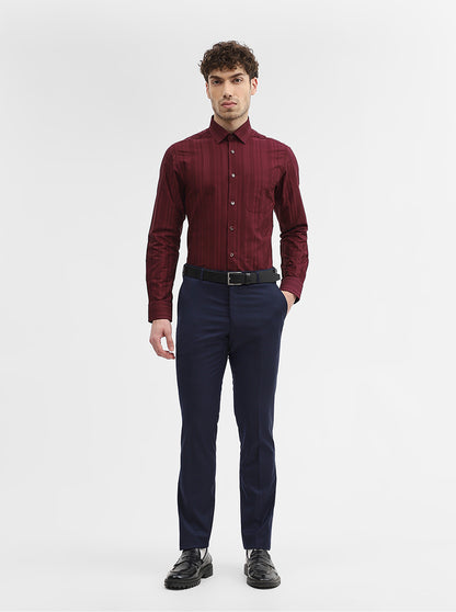 Blue Solid Slim Fit Formal Trouser | JadeBlue Super Luxe