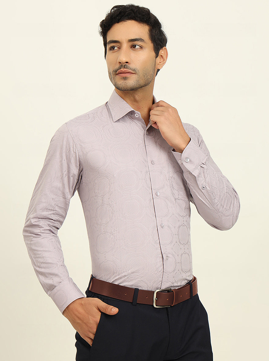 Pink Solid Slim Fit Formal Shirt | Metal