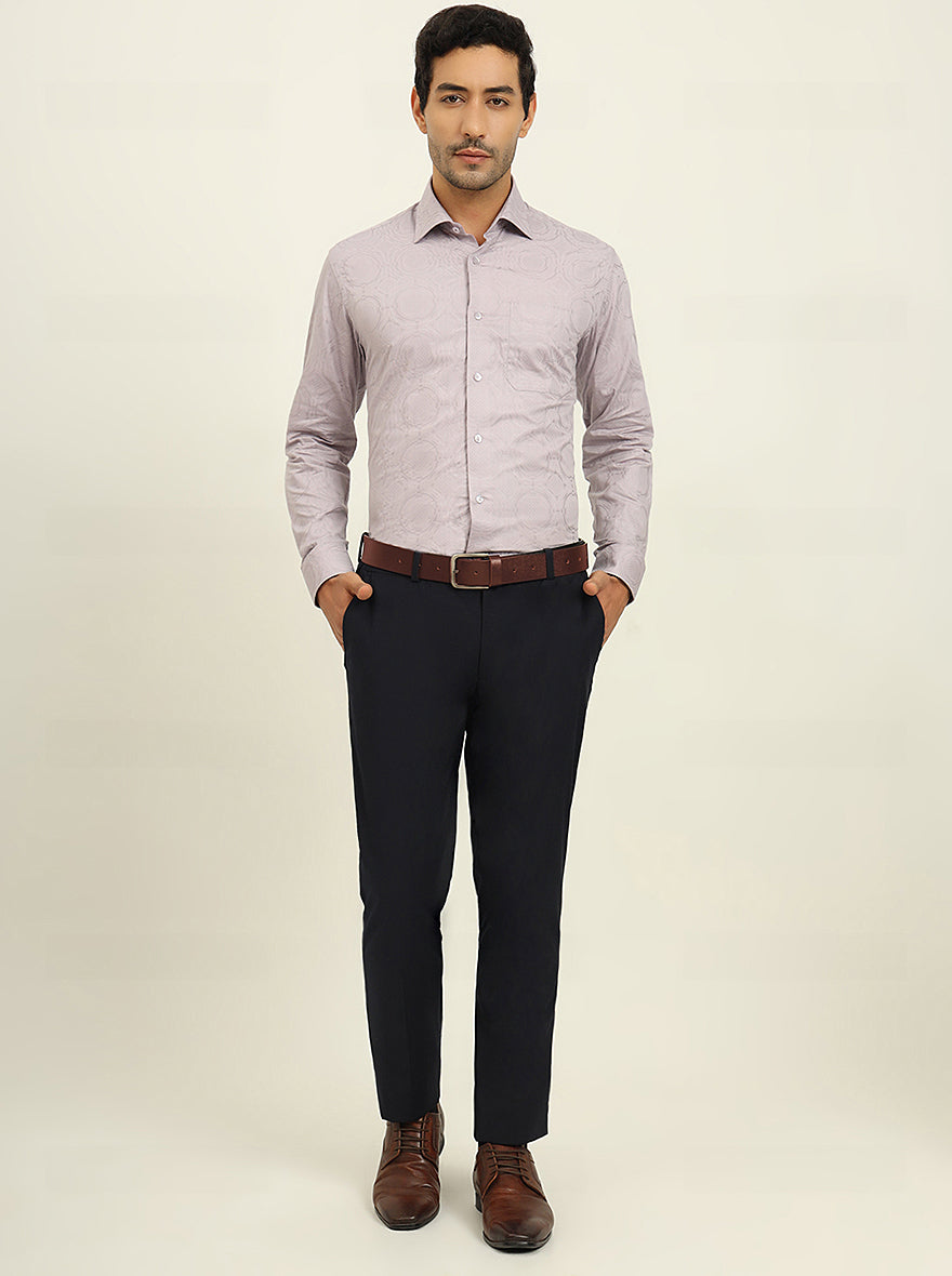 Pink Solid Slim Fit Formal Shirt | Metal