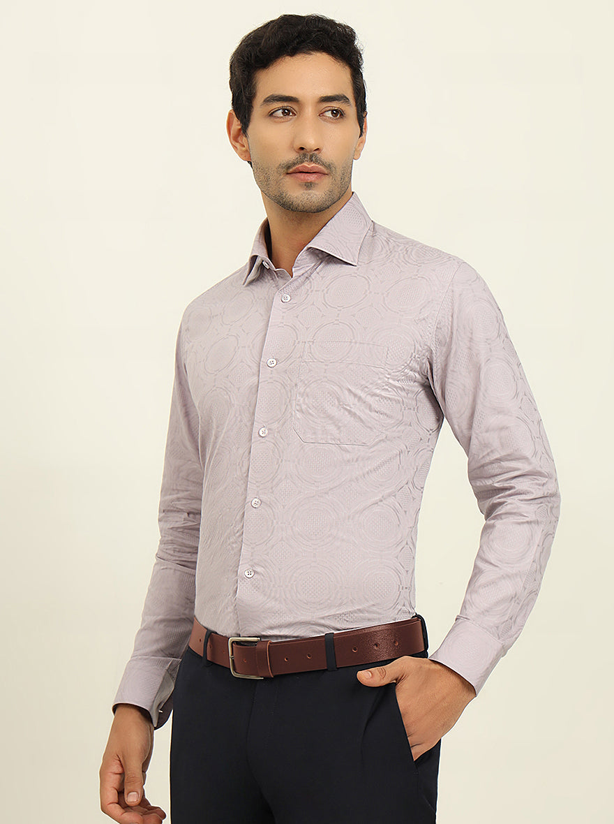 Pink Solid Slim Fit Formal Shirt | Metal
