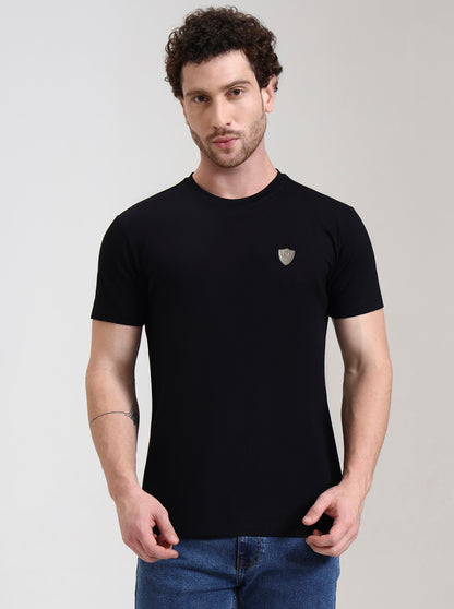 Black Solid Slim Fit T-Shirt | JadeBlue