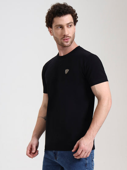 Black Solid Slim Fit T-Shirt | JadeBlue