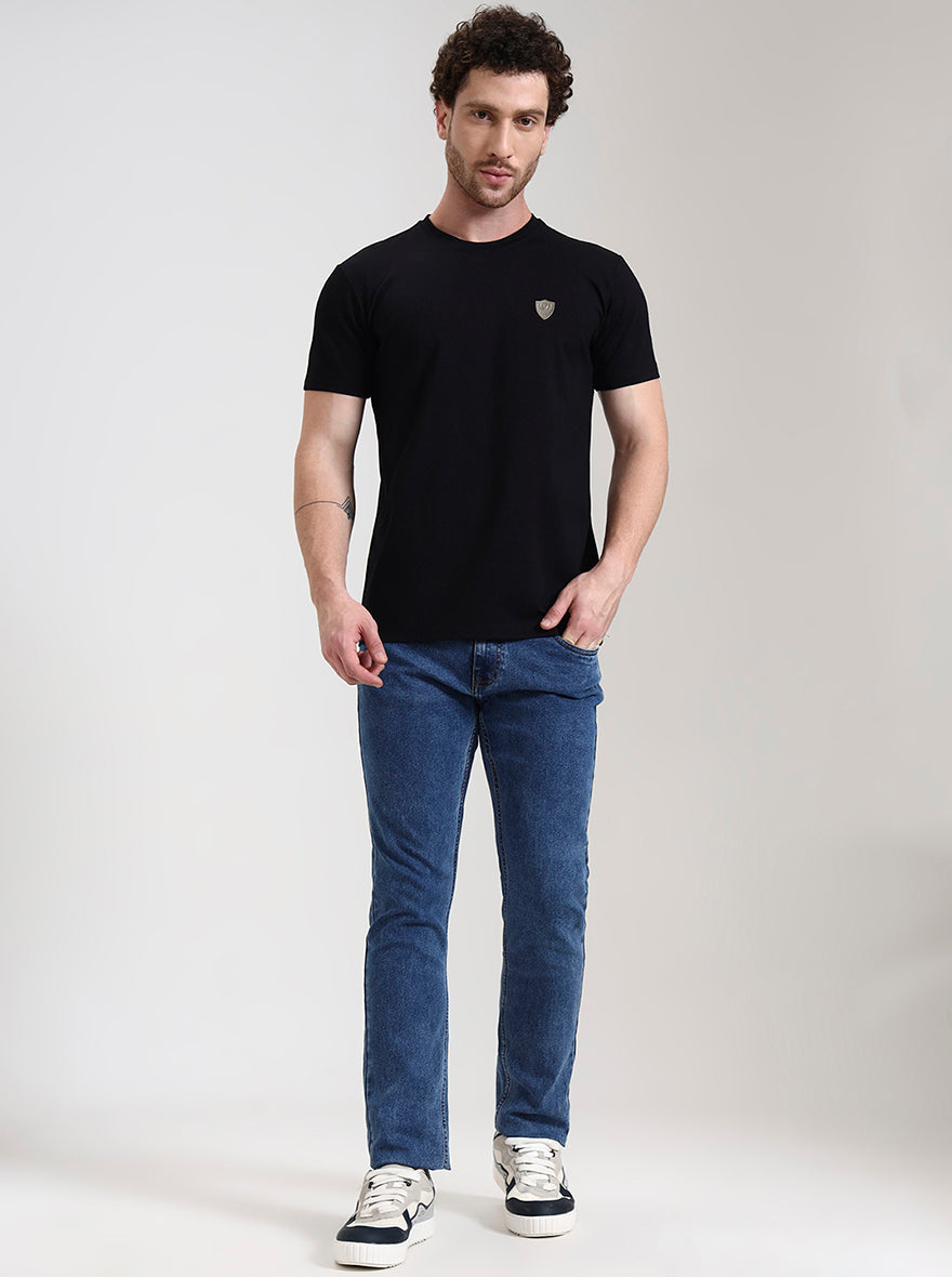 Black Solid Slim Fit T-Shirt | JadeBlue