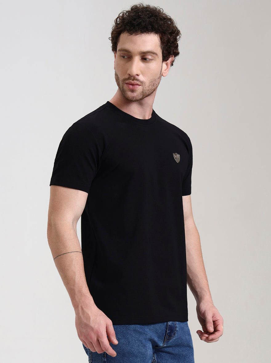 Black Solid Slim Fit T-Shirt | JadeBlue