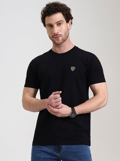 Black Solid Slim Fit T-Shirt | JadeBlue