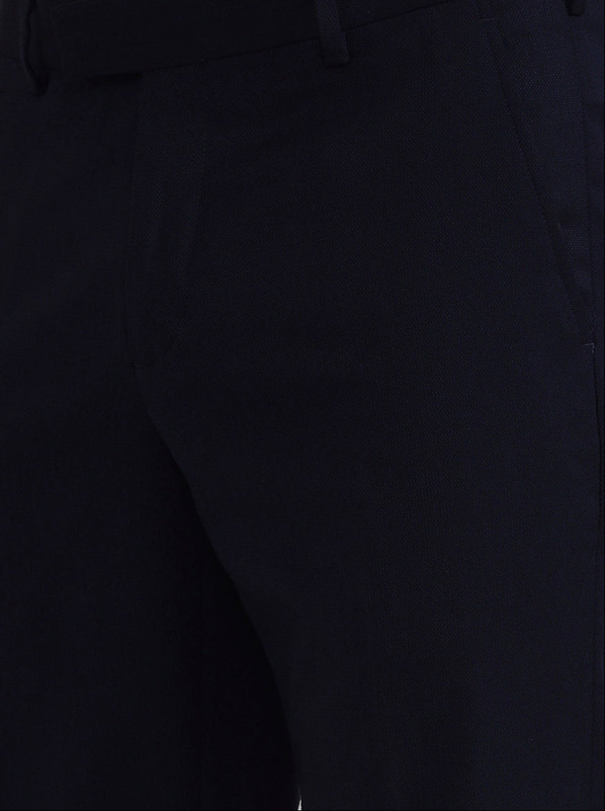 Navy Blue Solid Slim Fit Formal Trouser | JadeBlue Youth