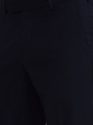 Navy Blue Solid Slim Fit Formal Trouser | JadeBlue Youth