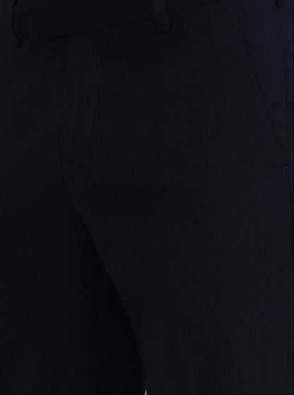 Navy Blue Solid Slim Fit Formal Trouser | JadeBlue Youth