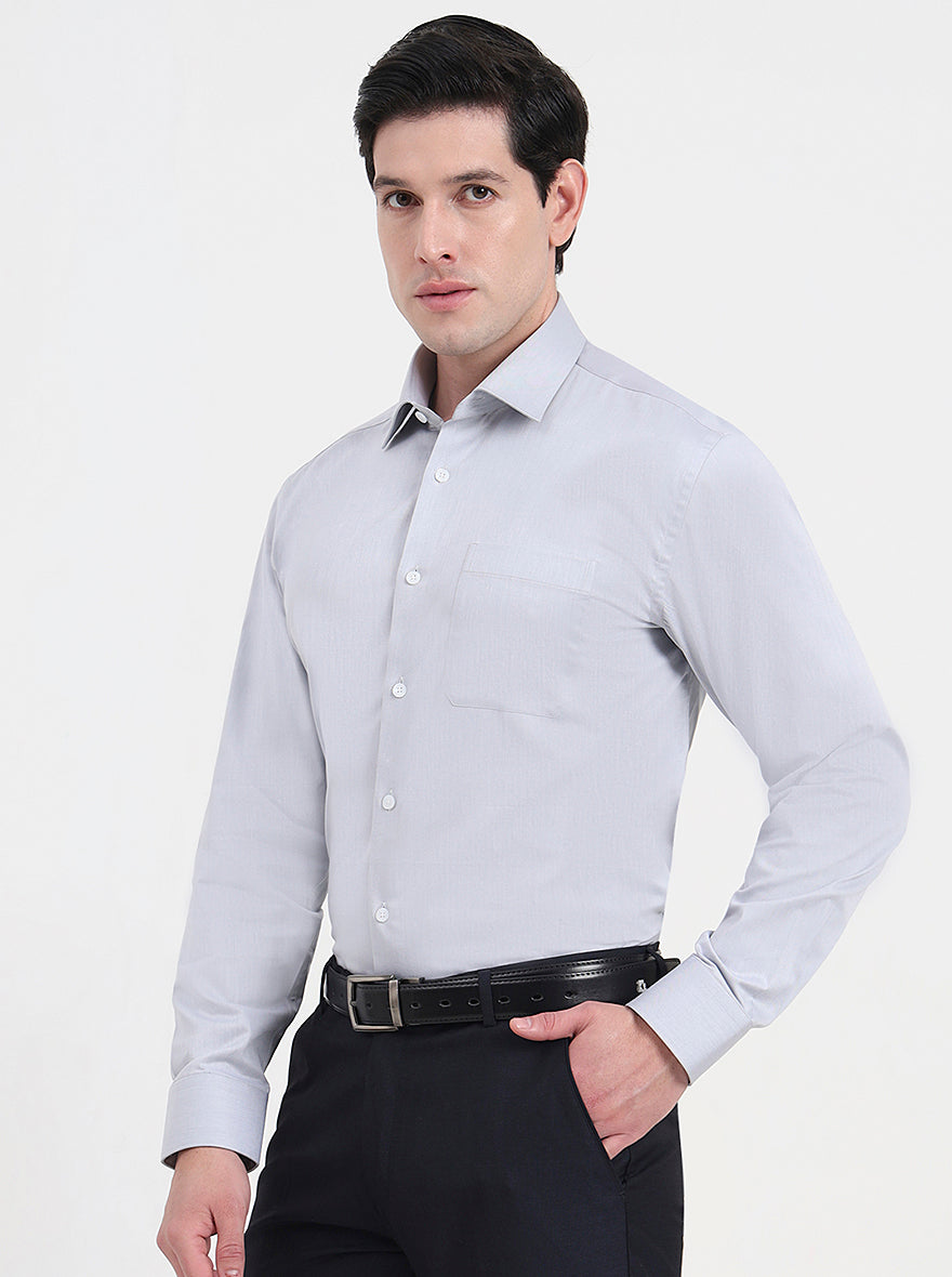 Grey Solid Regular Fit Formal Shirt | JadeBlue