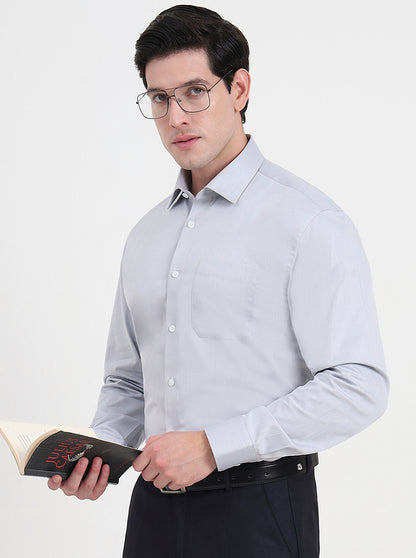 Grey Solid Regular Fit Formal Shirt | JadeBlue