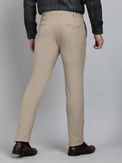 Khaki Solid Super Slim Fit Formal Trouser | JadeBlue Youth