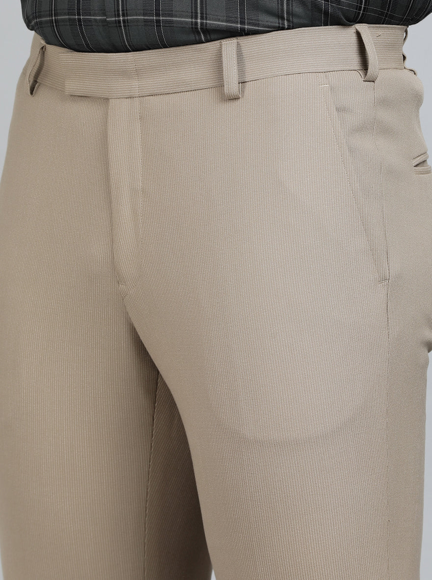 Khaki Solid Super Slim Fit Formal Trouser | JadeBlue Youth