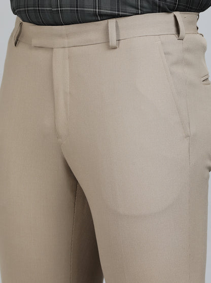 Khaki Solid Super Slim Fit Formal Trouser | JadeBlue Youth