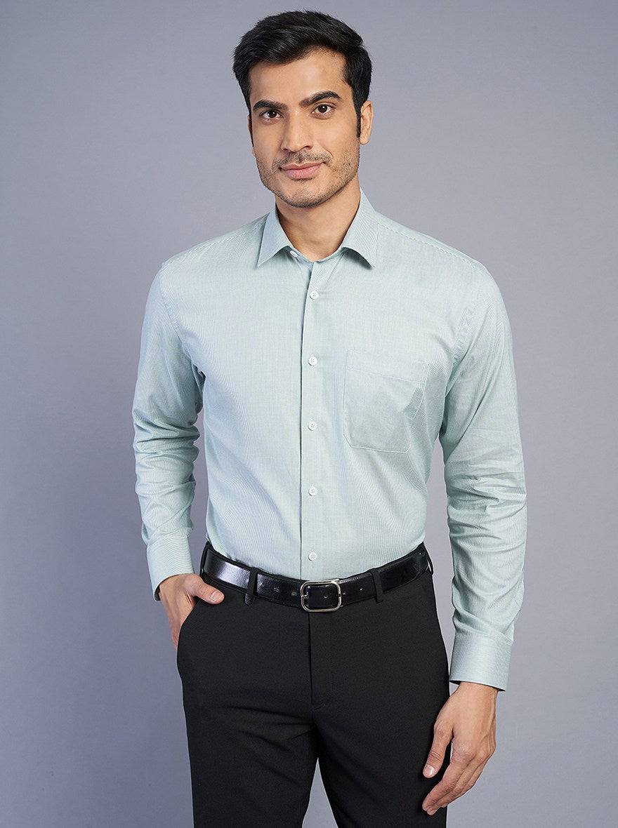 Green Solid Regular Fit Formal Shirt | JadeBlue