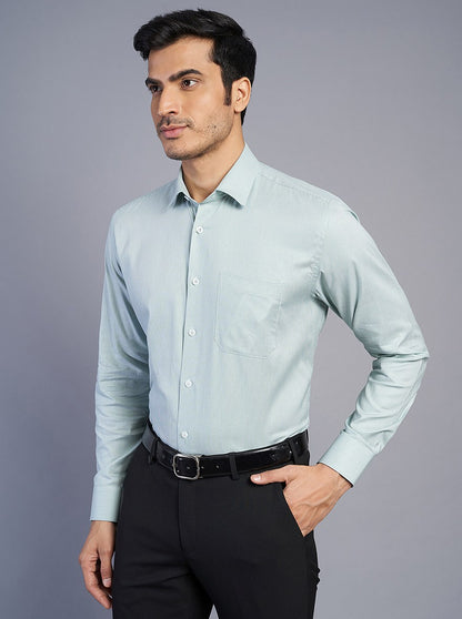 Green Solid Regular Fit Formal Shirt | JadeBlue