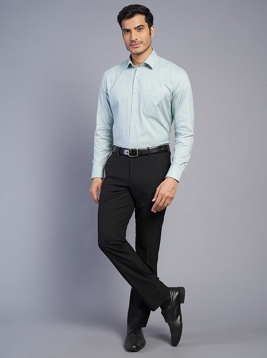 Green Solid Regular Fit Formal Shirt | JadeBlue