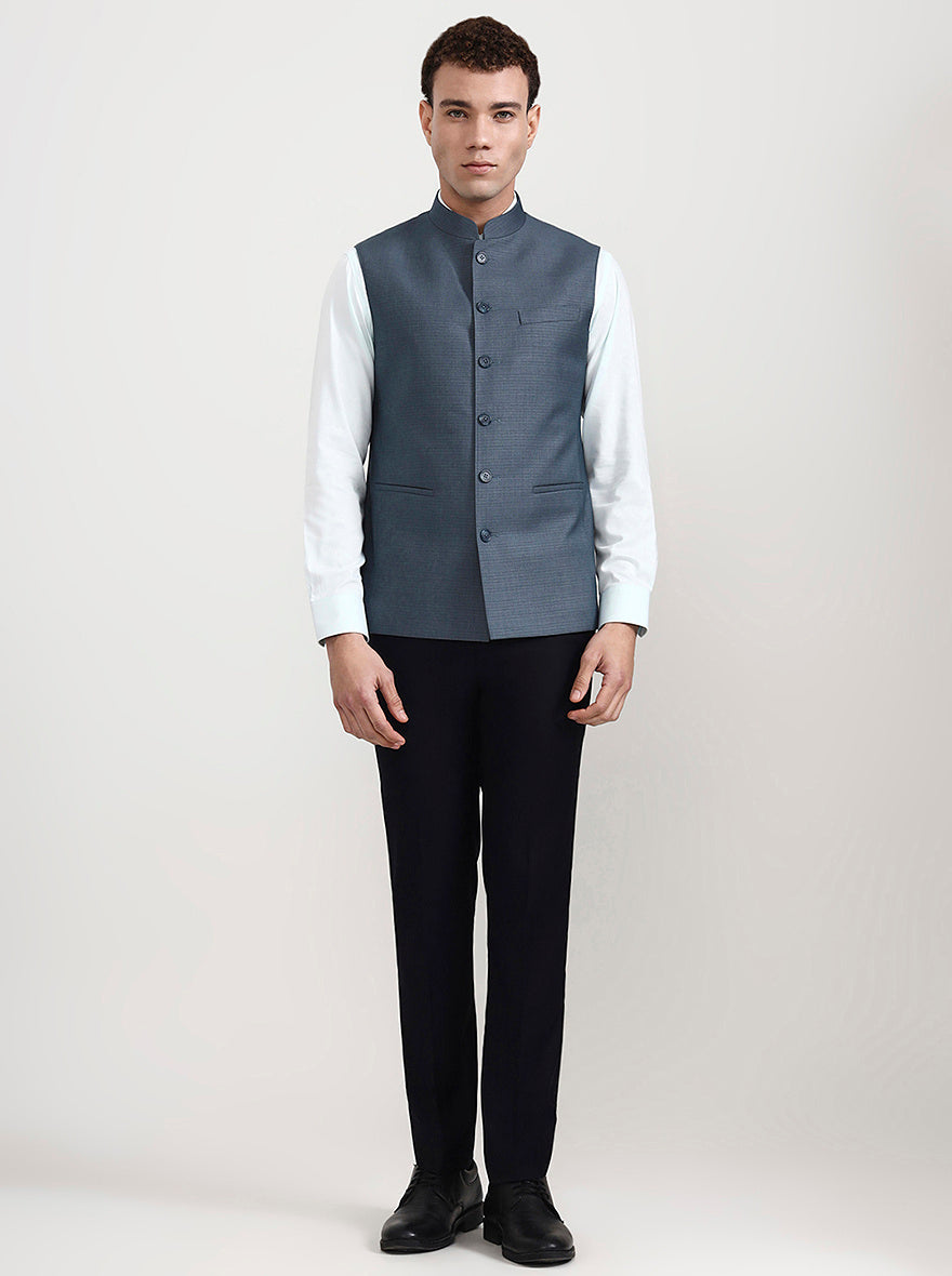 Sea Green Solid Modi Jacket | JadeBlue