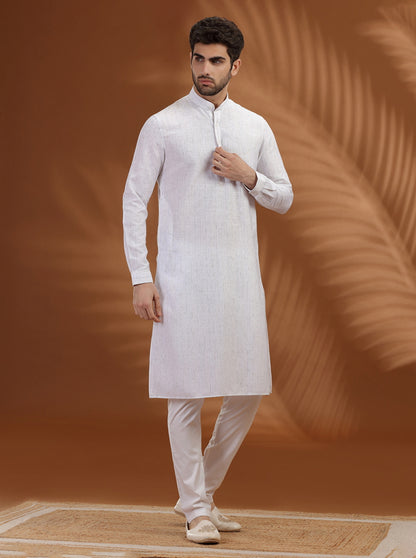White Solid Modi Kurta | JadeBlue