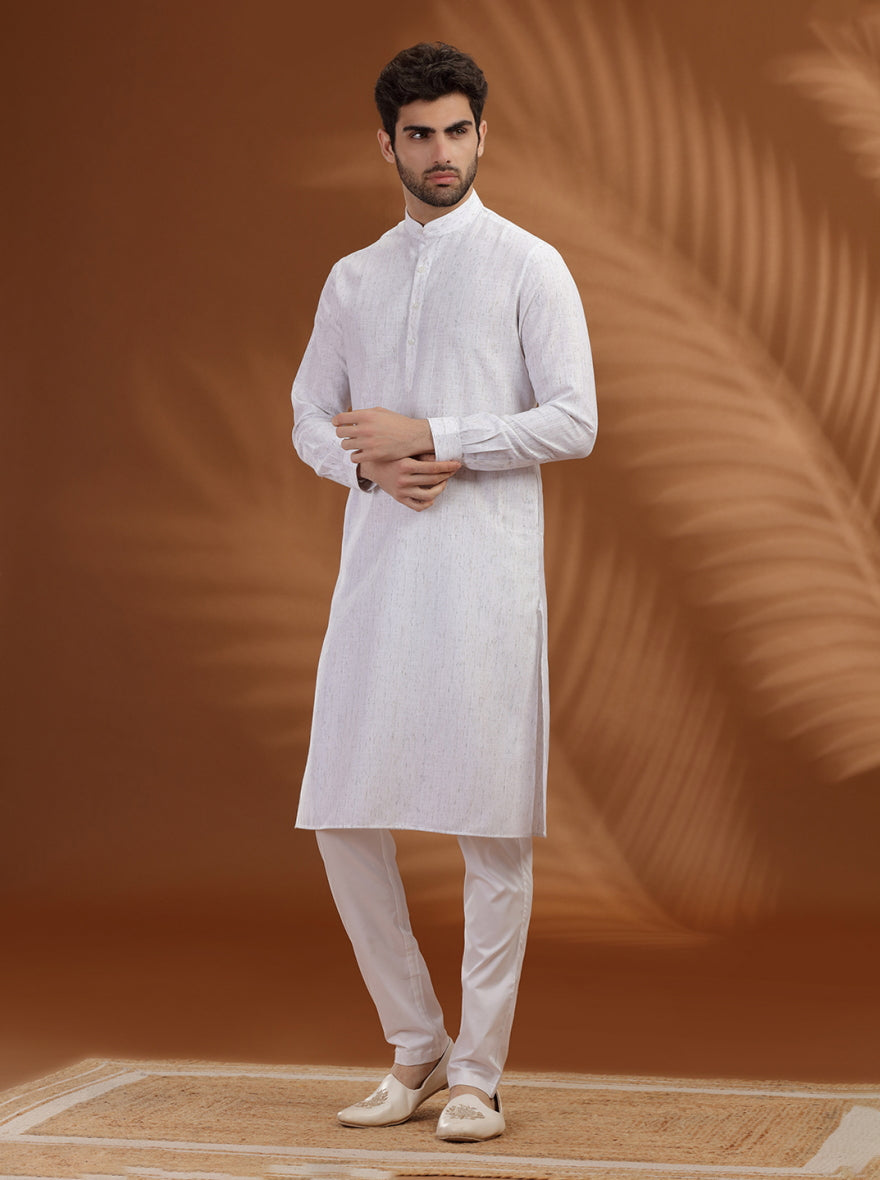 White Solid Modi Kurta | JadeBlue