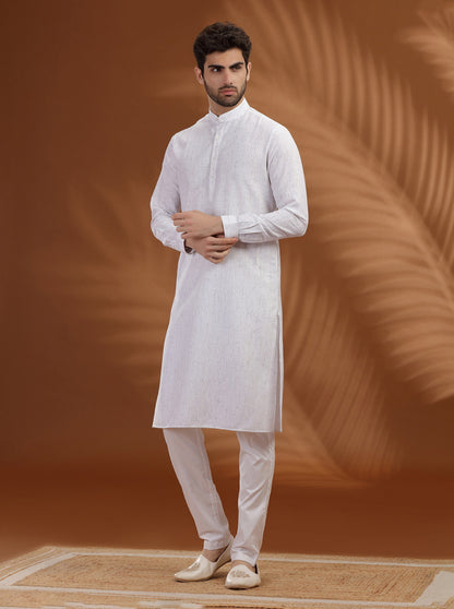 White Solid Modi Kurta | JadeBlue
