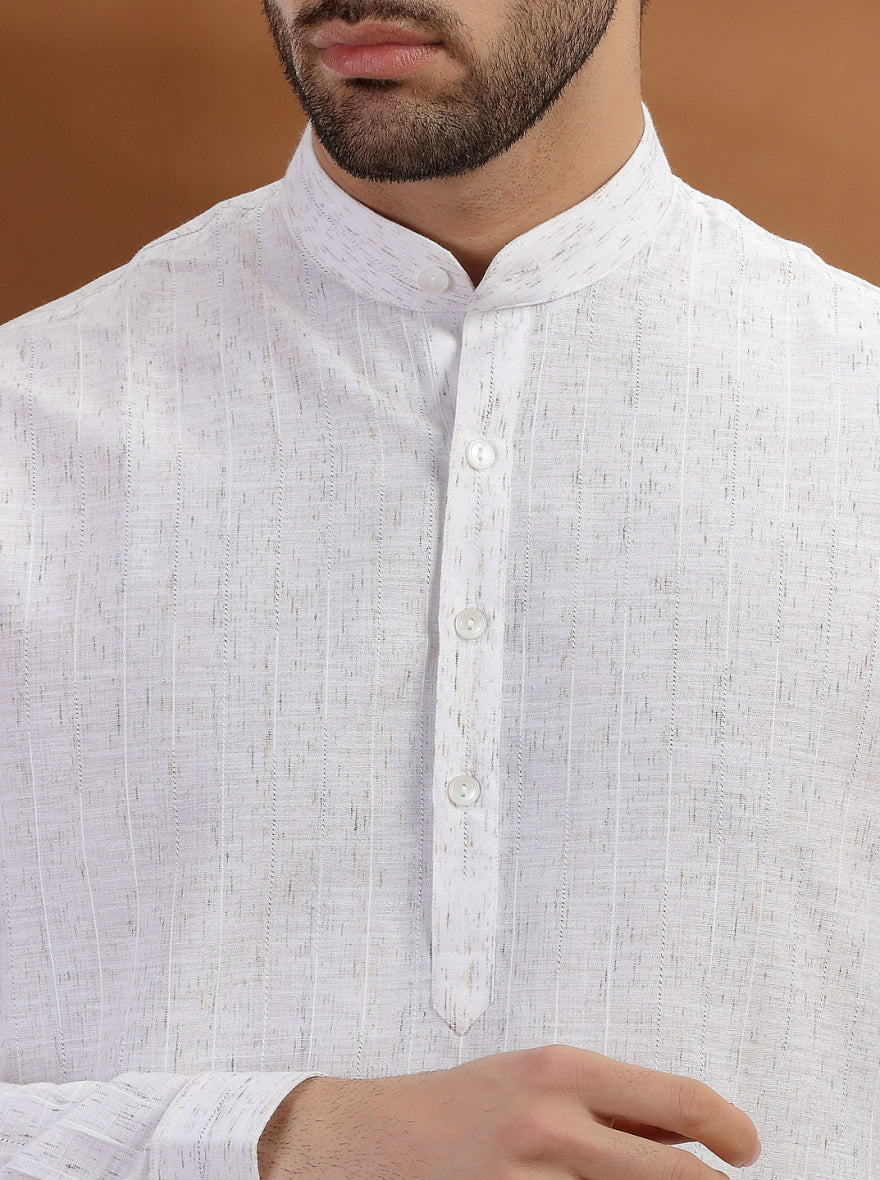 White Solid Modi Kurta | JadeBlue