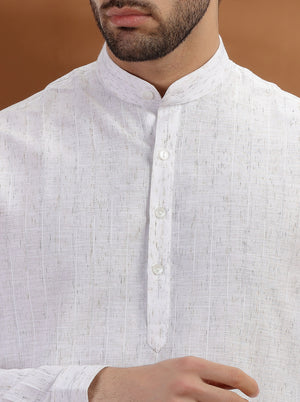 White Solid Modi Kurta | JadeBlue