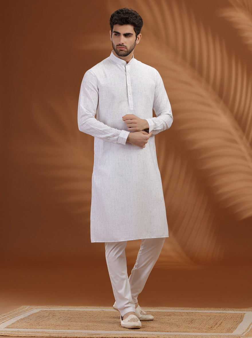 White Solid Modi Kurta | JadeBlue