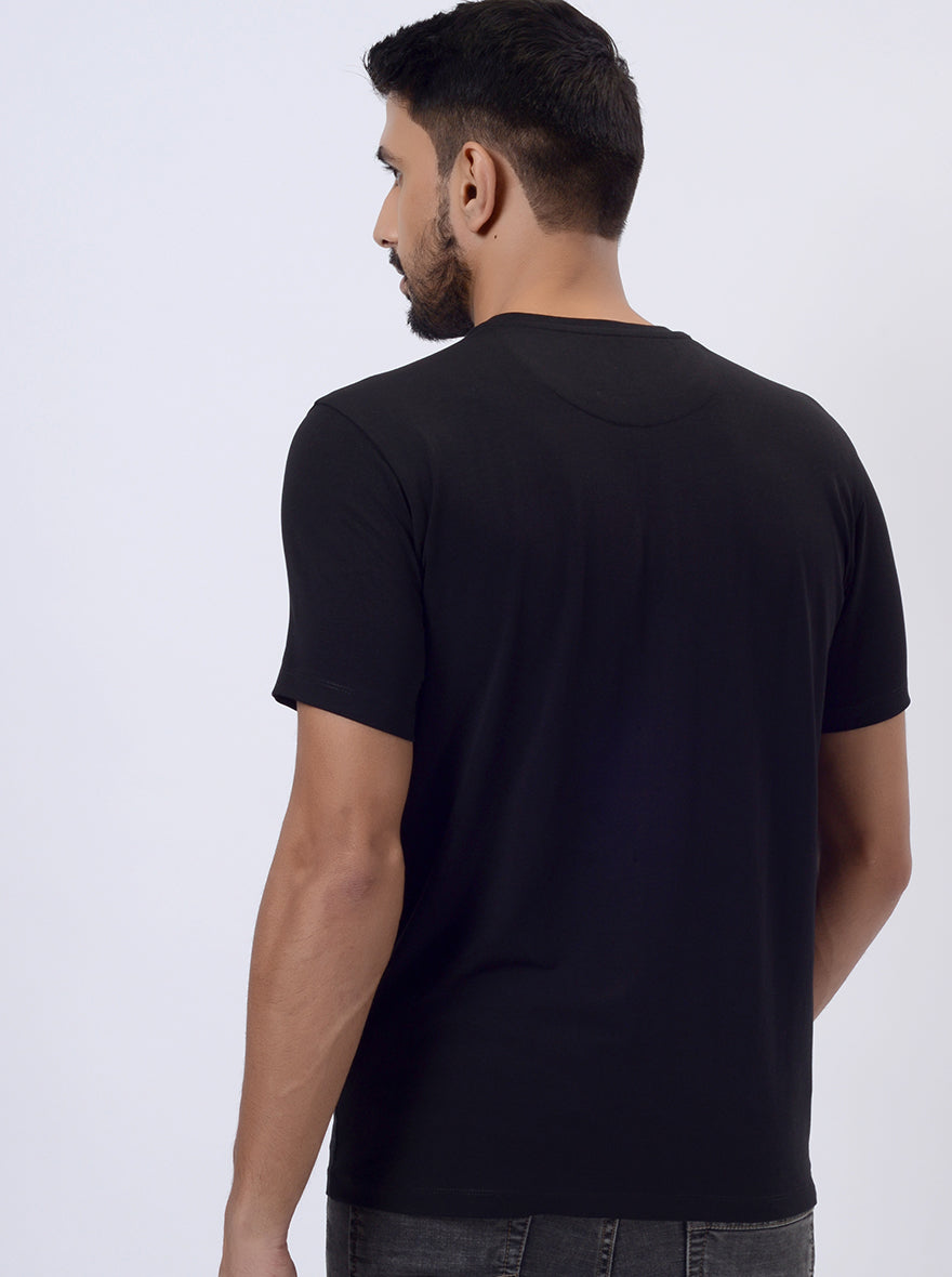 Black Printed Slim Fit T-Shirt | JadeBlue
