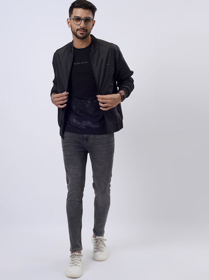 Black Printed Slim Fit T-Shirt | JadeBlue